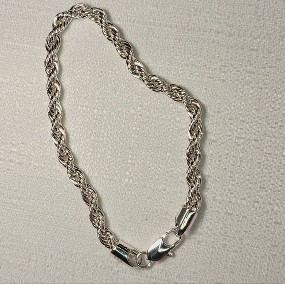 Source Unknown Jewelry - 925 Rope chain silver bracelet 8 inches clasp anklet jewelry anniversary